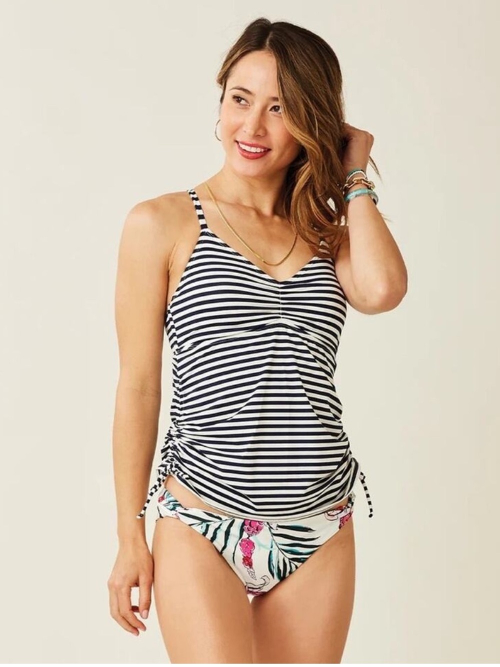 Carve Designs Camari Navy Stripe Tankini Top Size 34 DD